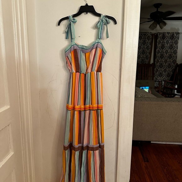 FYVE Colorful Striped Maxi Dress with Tie Straps - Medium - Picture 1 of 6